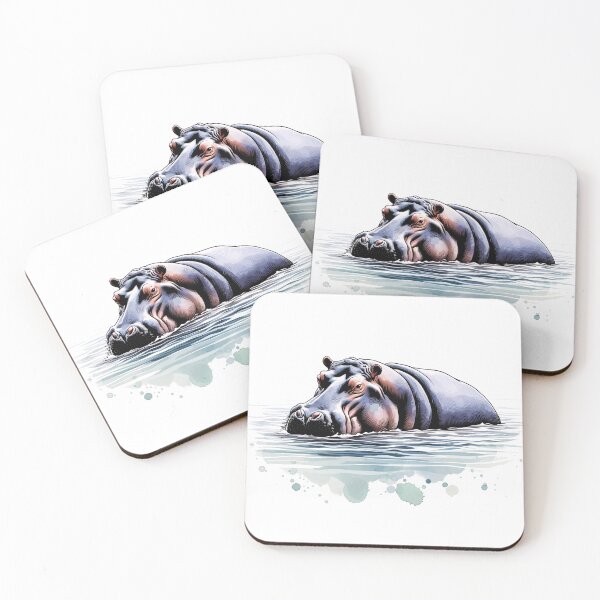 Item preview, Watercolor Hippopotamus designed and sold by TheAnimalZ00.