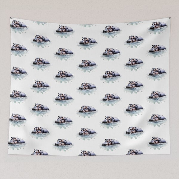 Item preview, Watercolor Hippopotamus designed and sold by TheAnimalZ00.