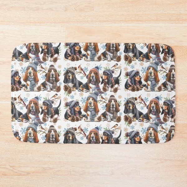 Item preview, Cute Basset Hounds Wearing Winter Hats designed and sold by Animals-on-me.