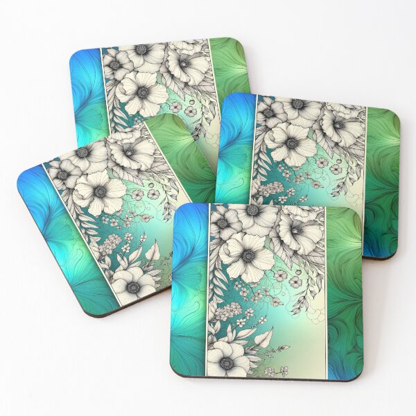 Item preview, Iridescent with Drawn Flowers designed and sold by ArtzyOne431.
