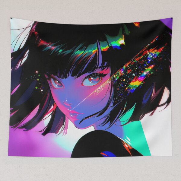 Item preview, Colorful Neon Glow Anime Girl designed and sold by bubblegoth.