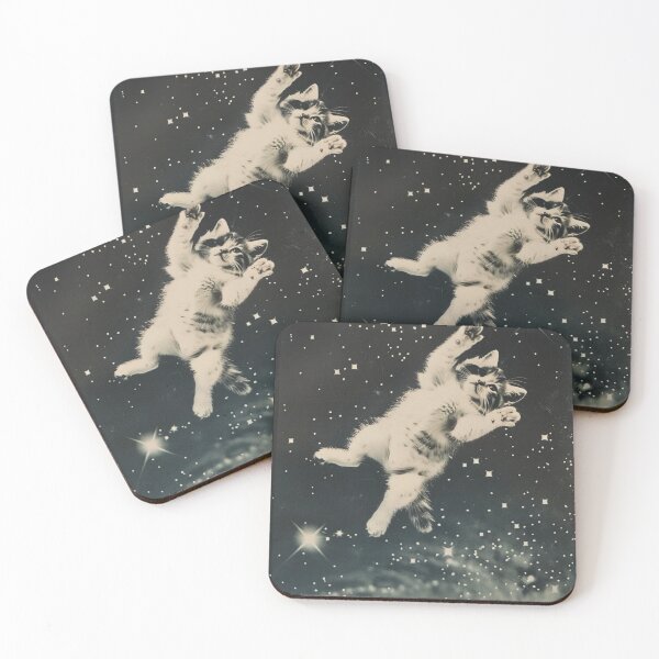 Item preview, Funny Cat Kitten Floating in Space Cute Vintage Art Retro designed and sold by LVTFCOarts.