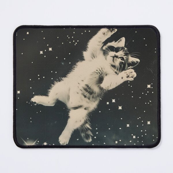 Item preview, Funny Cat Kitten Floating in Space Cute Vintage Art Retro designed and sold by LVTFCOarts.