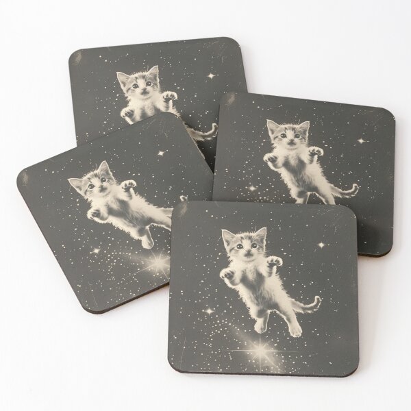 Item preview, Funny Cat Kitten Floating in Space Cute Retro Art Vintage designed and sold by LVTFCOarts.