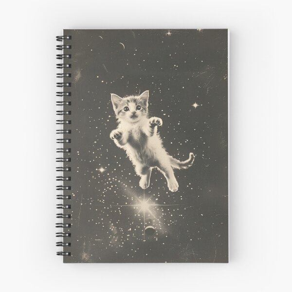 Item preview, Funny Cat Kitten Floating in Space Cute Retro Art Vintage designed and sold by LVTFCOarts.