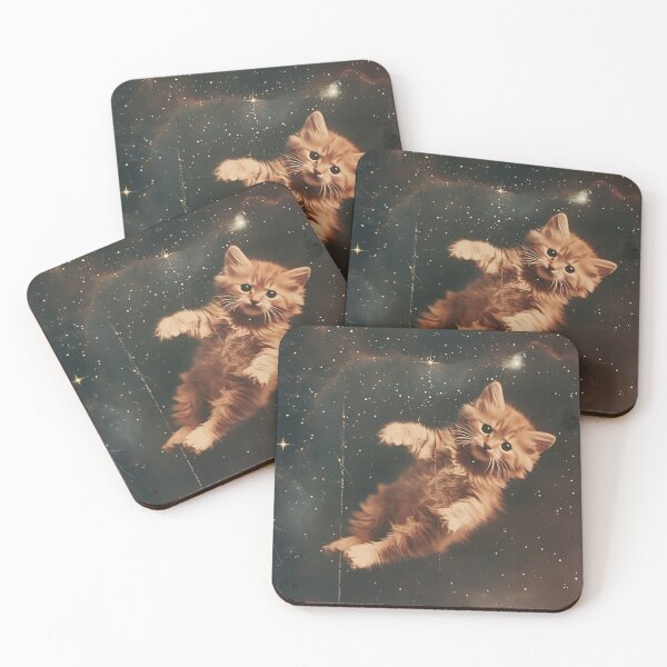 Item preview, Kitten Cat Floating in Space Cute Retro Art Vintage Funny designed and sold by LVTFCOarts.