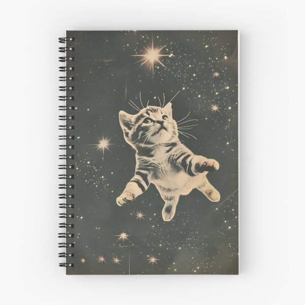 Item preview, Retro Art Kitten Cat Floating in Space Cute Vintage Funny designed and sold by LVTFCOarts.