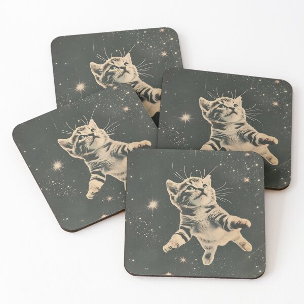 Item preview, Retro Art Kitten Cat Floating in Space Cute Vintage Funny designed and sold by LVTFCOarts.