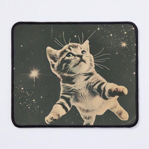Item preview, Retro Art Kitten Cat Floating in Space Cute Vintage Funny designed and sold by LVTFCOarts.