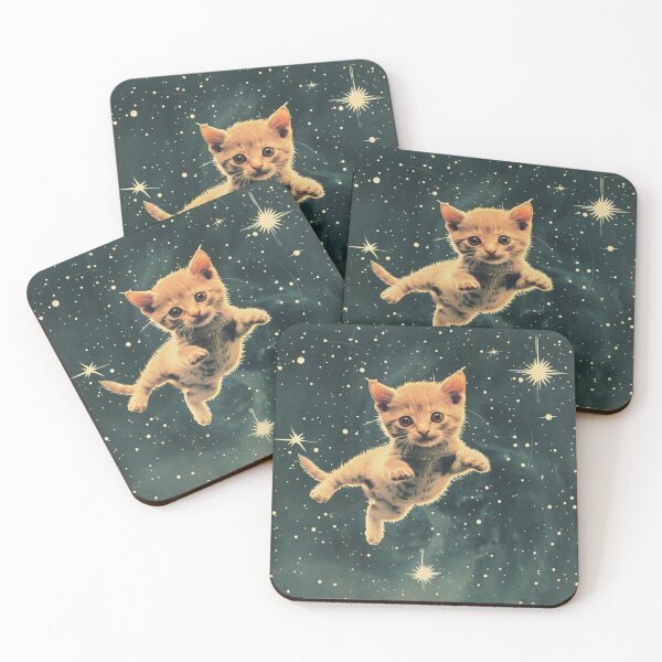 Item preview, Cat Kitten Floating in Space Cute Retro Art Vintage Funny designed and sold by LVTFCOarts.