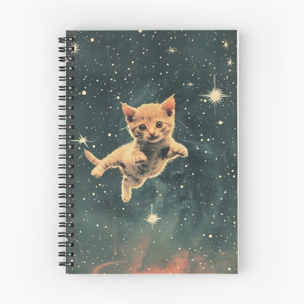 Item preview, Cat Kitten Floating in Space Cute Retro Art Vintage Funny designed and sold by LVTFCOarts.