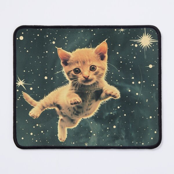 Item preview, Cat Kitten Floating in Space Cute Retro Art Vintage Funny designed and sold by LVTFCOarts.