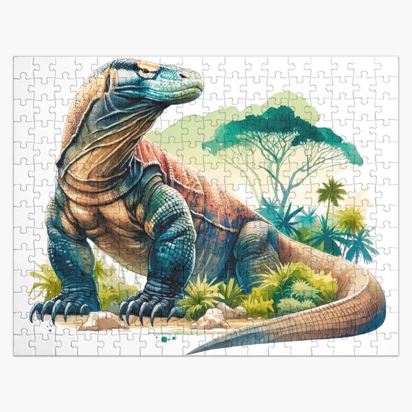 Vista previa del artículo con la obra «Dragón de Komodo en acuarela», diseñado y vendido por TheAnimalZ00.