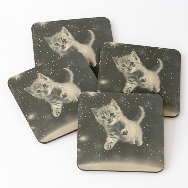 Item preview, Cute Cat Kitten Floating in Space Funny Retro Art Vintage Adorable designed and sold by LVTFCOarts.