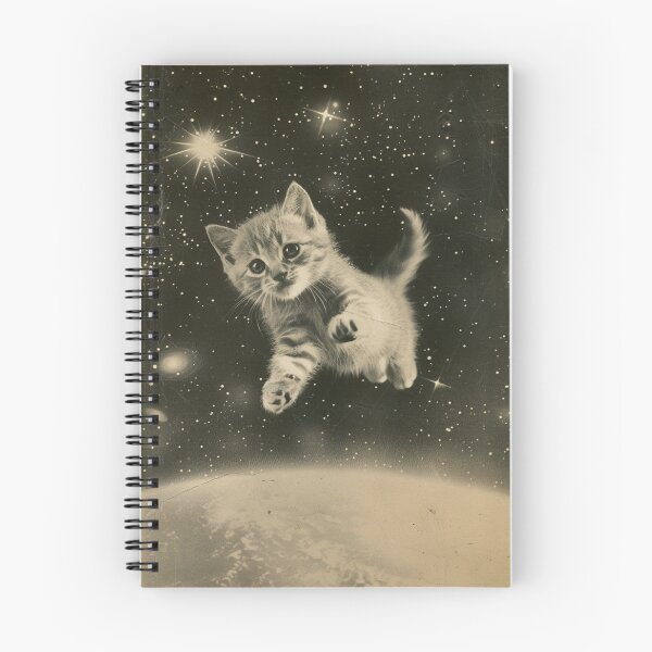 Item preview, Cute Cat Kitten Floating in Space Funny Retro Art Vintage Adorable designed and sold by LVTFCOarts.