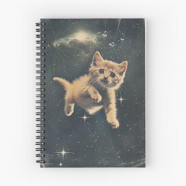 Item preview, Funny Cat Kitten Floating in Space Cute Vintage Art Retro Adorable designed and sold by LVTFCOarts.