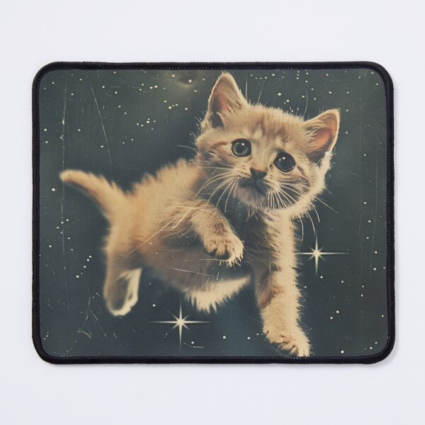 Item preview, Funny Cat Kitten Floating in Space Cute Vintage Art Retro Adorable designed and sold by LVTFCOarts.