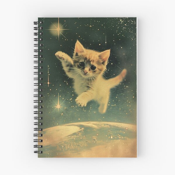 Item preview, Kitten Cat Floating in Space Cute Retro Art Vintage Funny Adorable designed and sold by LVTFCOarts.