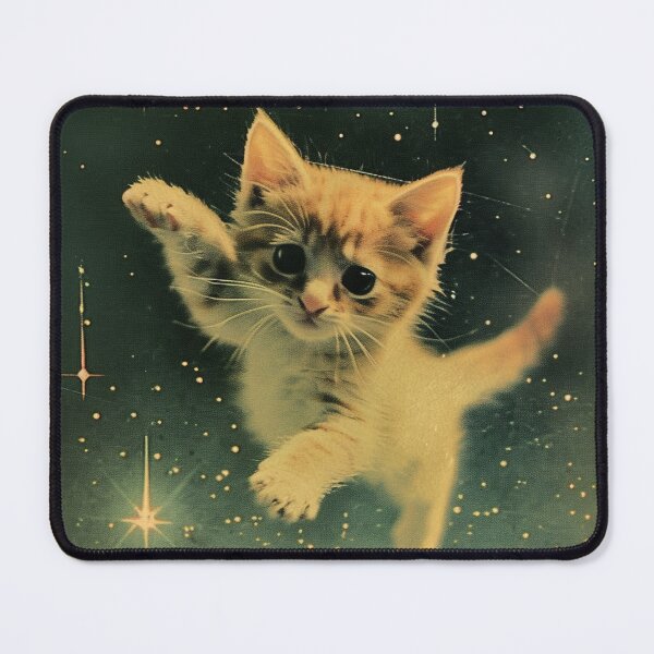 Item preview, Kitten Cat Floating in Space Cute Retro Art Vintage Funny Adorable designed and sold by LVTFCOarts.