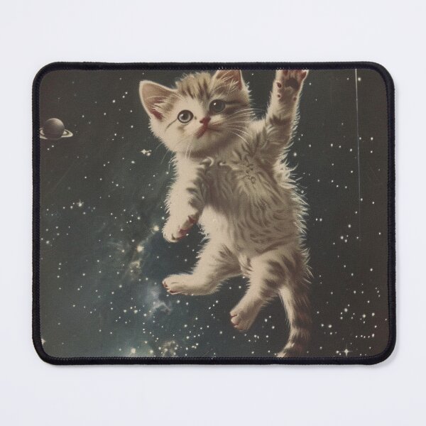 Item preview, Cute Kitten Cat Floating in Space Funny Vintage Art Retro Adorable designed and sold by LVTFCOarts.