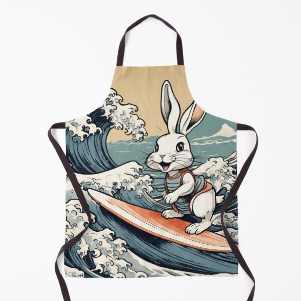 Item preview, Retro Vintage Angora Rabbit Surfing in the Great Wave designed and sold by wigobun.