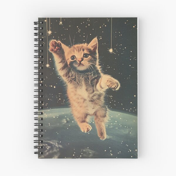 Item preview, Funny Kitten Cat Floating in Space Cute Vintage Art Retro Adorable designed and sold by LVTFCOarts.