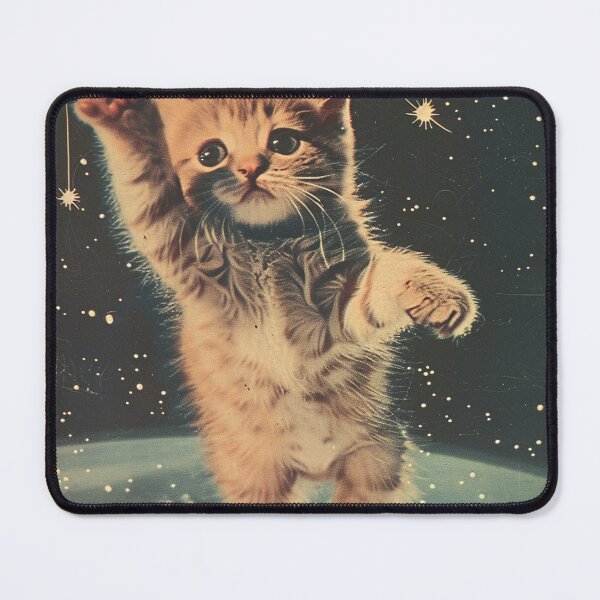 Item preview, Funny Kitten Cat Floating in Space Cute Vintage Art Retro Adorable designed and sold by LVTFCOarts.