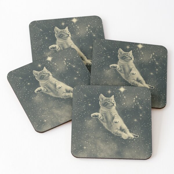 Item preview, Cat Kitten Floating in Space Cute Retro Art Vintage Funny Adorable designed and sold by LVTFCOarts.