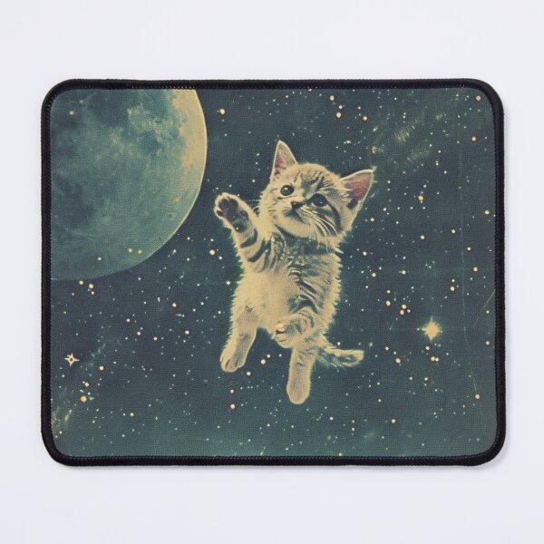 Item preview, Adorable Cute Cat Kitten Floating in Space Funny Retro Art Vintage designed and sold by LVTFCOarts.