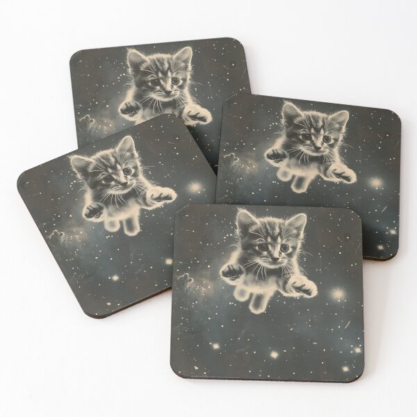 Item preview, Adorable Funny Cat Kitten Floating in Space Cute Vintage Art Retro designed and sold by LVTFCOarts.