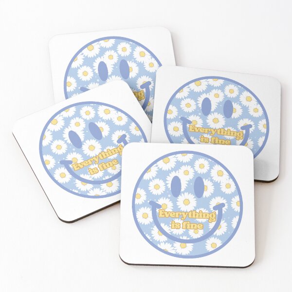 Item preview, Everything is fine: Blue smiley face with daisies. designed and sold by JoyOfHopeStore.