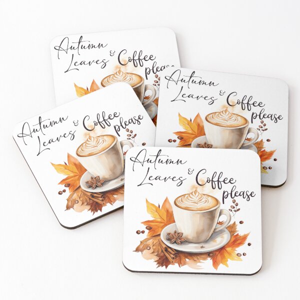 Aperçu de l'œuvre Feuilles d'automne et café s'il vous plaît créée et vendue par Chestnut Falls Studio.