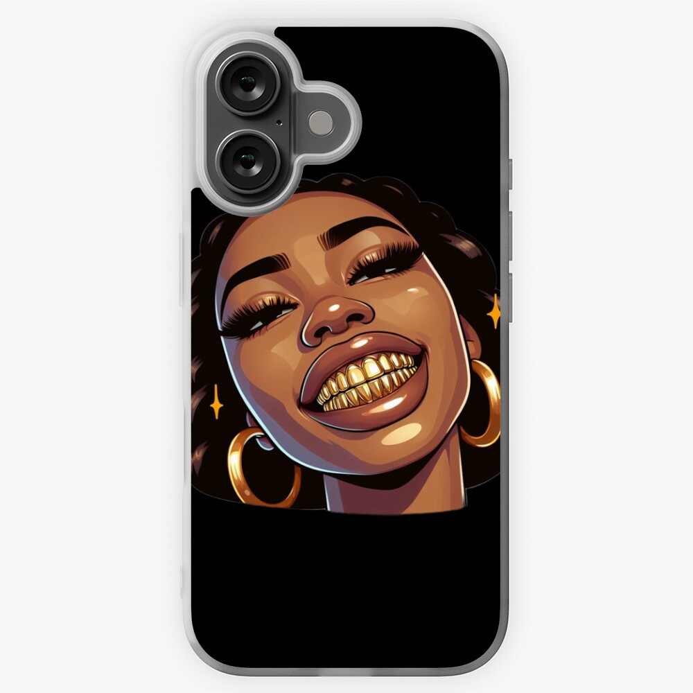 Black women gold grillz Sticker