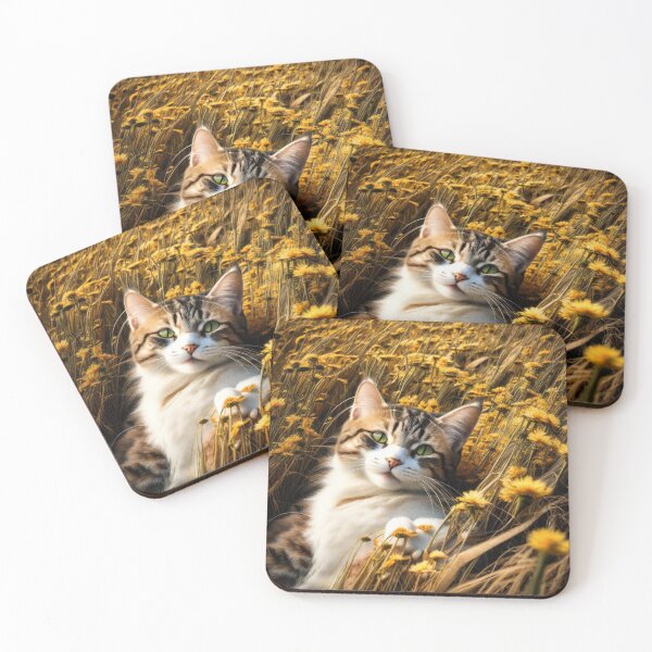 Item preview, Calico Cat Laying in a Field Of Dandelions  designed and sold by HancockArtisans.