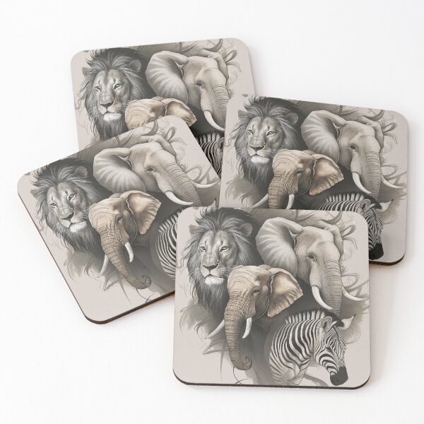 Item preview, majestic lion a regal elephants and a graceful zebra designed and sold by 90's Misaki.