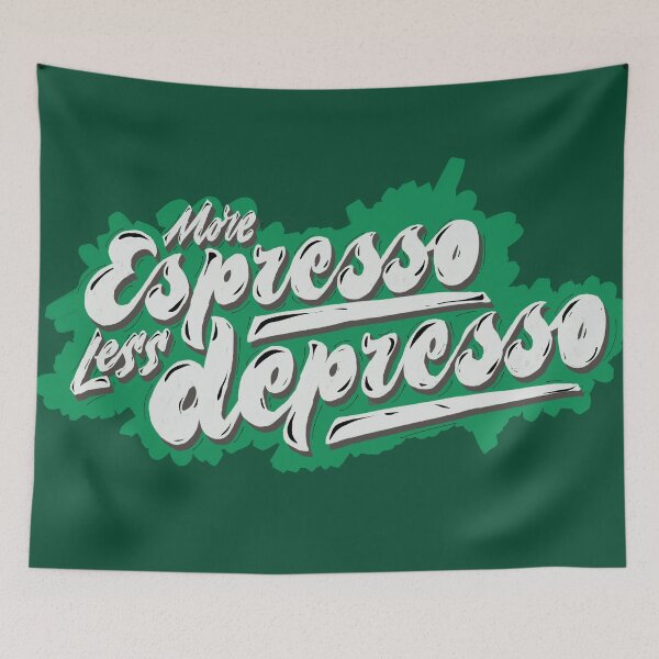 Aperçu de l'œuvre plus d'espresso moins depresso créée et vendue par Graficalistudio.