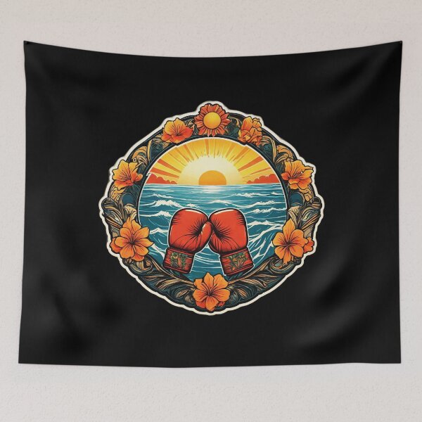 Item preview, Boxing Gloves at Sunset on a Hawaiian Beach with Orchids designed and sold by NautiChic.