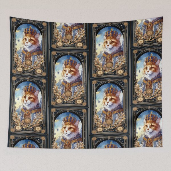 Aperçu de l'œuvre TAROT DU CHAT : L'Empereur créée et vendue par Venta Mix JellycientArt.