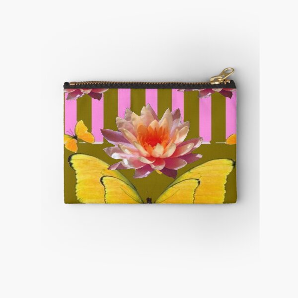 Item preview, PEACHY WATER LILY STRIPED BUTTERFLY PATTERNED ART designed and sold by sharlesart.