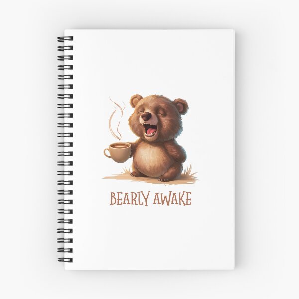 Item preview, Bearly Awake cute cuddly teddy bear drinking coffee designed and sold by w1ckerman.