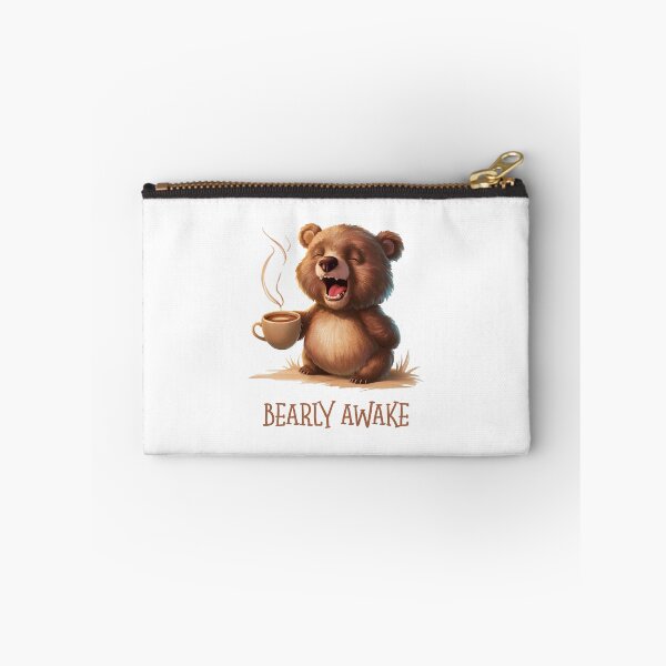 Item preview, Bearly Awake cute cuddly teddy bear drinking coffee designed and sold by w1ckerman.