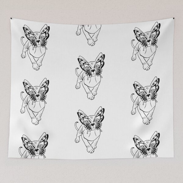 Item preview, black and white cat with a butterfly designed and sold by Tetiana Pohurska.