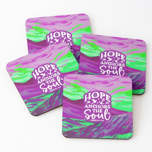 Item preview, Short Bible Verses - Hebrews 6:19  - Abstract Purple Green Mountain Painting designed and sold by SpartanDStore.