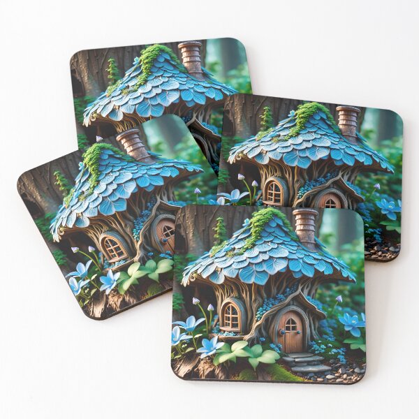 Item preview, Bluebell flower fairy house in the forest designed and sold by DreamlifeBackgrounds.