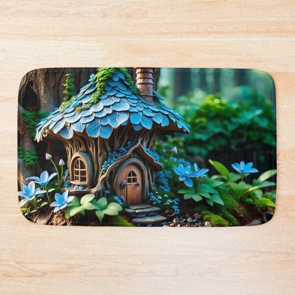Item preview, Bluebell flower fairy house in the forest designed and sold by DreamlifeBackgrounds.