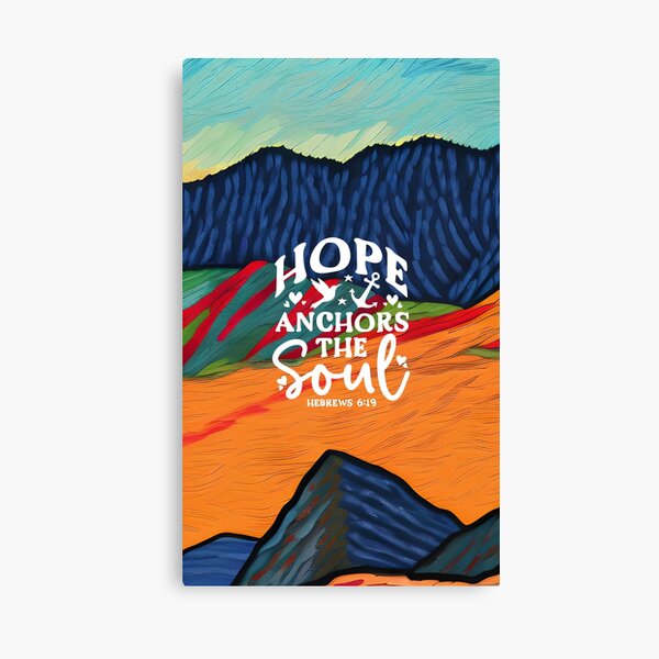 Item preview, Short Bible Verses - Hebrews 6:19 - Modern Art Blue Mountains and Skies designed and sold by SpartanDStore.