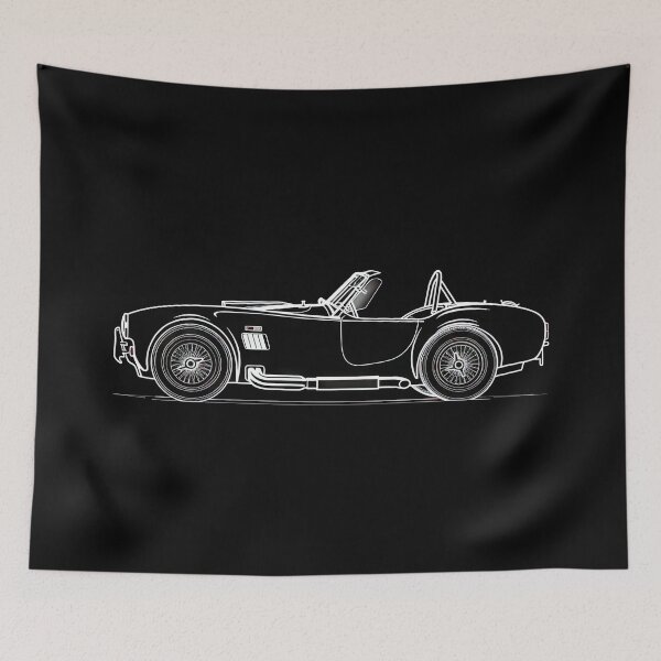 Item preview, Drawing of a car on black background - AC Cobra silhouette design designed and sold by Jerhus.