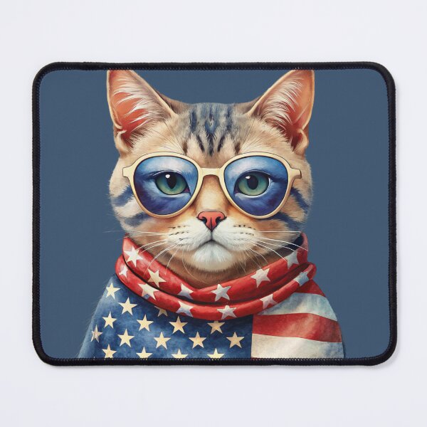Item preview, patriot white and red cat  against the background of the flag designed and sold by jkrphoto.