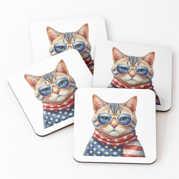 Item preview, patriot white and red cat  against the background of the flag designed and sold by jkrphoto.