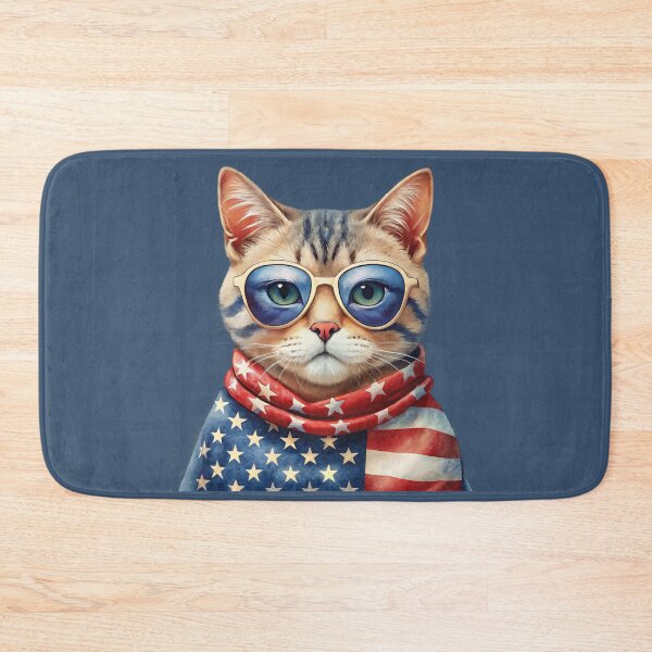 Item preview, patriot white and red cat  against the background of the flag designed and sold by jkrphoto.